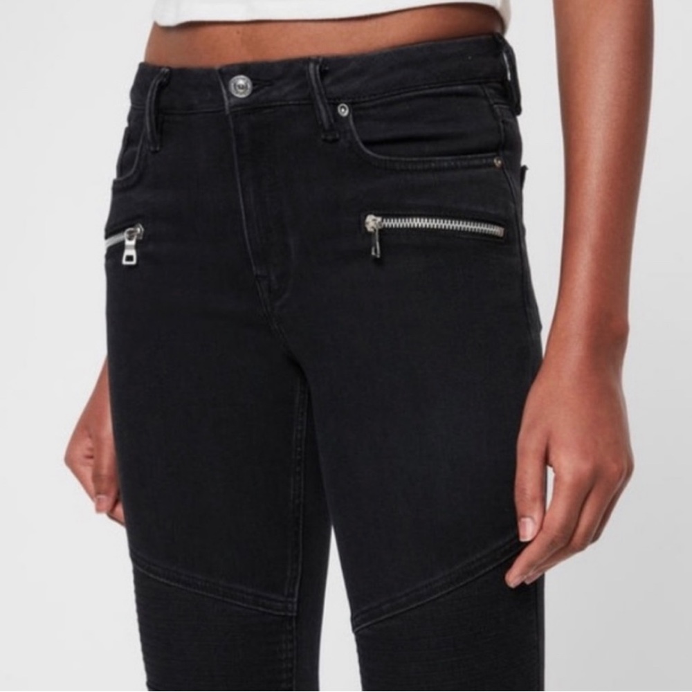 AllSaints Grace Cropped Moto Jeans